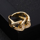 fashion copperplated 18K gold microset zircon chain interlocking open ringpicture10