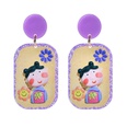 Fashion creative cartoon puppet girly print clown relief resin earringspicture12