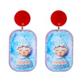 Fashion creative cartoon puppet girly print clown relief resin earringspicture13