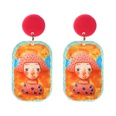 Fashion creative cartoon puppet girly print clown relief resin earringspicture17