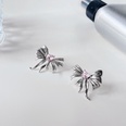 Pink diamond bow needle light inlaid fashion metal texture ear stud jewelrypicture12