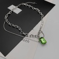 vintage green diamond light inlaid titanium steel stacking clavicle chainpicture11
