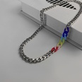 fashion simple geometric hollow chain colorful stitching titanium steel necklacepicture12