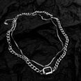 retro hollow chain doublelayer  titanium steel clavicle chain wholesalepicture12