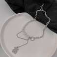 retro bear pearl hollow chain titanium steel necklace wholesalepicture11