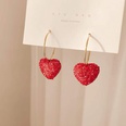 fashion red heart shaped new simple crystal Cshaped drop earrings wholesalepicture12