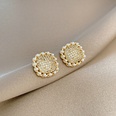 New Square Pearl Diamond Stud Earrings Female Simple Alloy Fashionpicture12