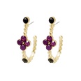 vintage contrast color purple flower Cshaped diamond stud earrings wholesalepicture11