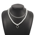simple heart pendant fashion retro inlaid pearl double layered necklacepicture12
