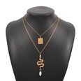 vintage doublelayered geometric snakeshaped square pendant necklacepicture12