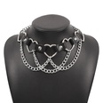 simple hiphop punk exaggerated metal texture PU heart shaped necklacepicture12