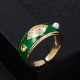 fashion copper gold plated color enamel eye inlaid pearl open ringpicture14