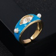fashion copper gold plated color enamel eye inlaid pearl open ringpicture15
