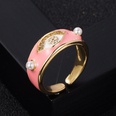 fashion copper gold plated color enamel eye inlaid pearl open ringpicture17