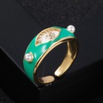 fashion copper gold plated color enamel eye inlaid pearl open ringpicture19