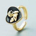 retro copper plated 18K gold black white pink blue dripping oil heart angel ringpicture14
