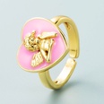 retro copper plated 18K gold black white pink blue dripping oil heart angel ringpicture15