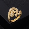 fashion copper goldplated microset zircon hiphop snake open ring femalepicture12