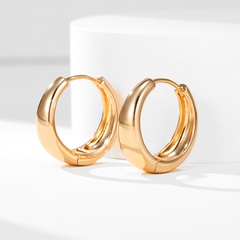 classic simple plain glossy copper hoop earrings