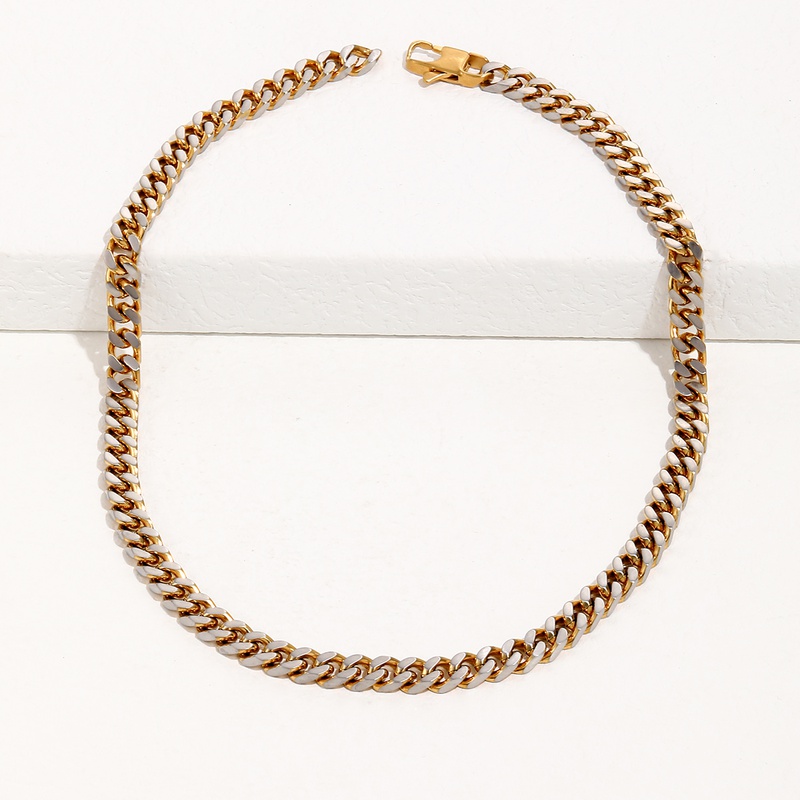 14 Karat vergoldeter Titanstahl einfache modische dicke Halskette