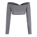 Mode OneLine Neck Short Striped Slim Fit Cropped Nombril Tube Toppicture12
