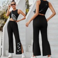 Ladies Spring Fashion Retro Butterfly Element Slit Wide Leg Casual Pantspicture10
