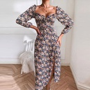 Ladies Spring and Autumn New Fashion Printed Slit Long Dresspicture7
