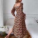 Ladies Spring and Autumn New Fashion Printed Slit Long Dresspicture12