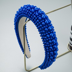 Blue sponge thickened pearl wide headband wholesale