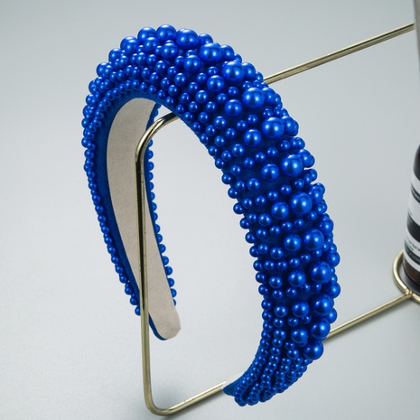 Blue sponge thickened pearl wide headband wholesale's discount tags