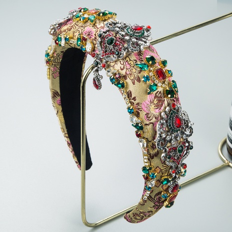 Vintage Court Style Jeweled Baroque Diamond Fabric Headband NHLN628872's discount tags