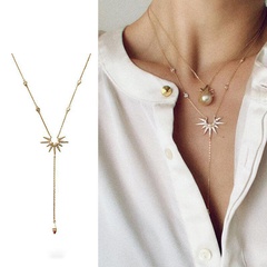 Star necklace niche design pendant light luxury retro fashion long tassel clavicle chain necklace