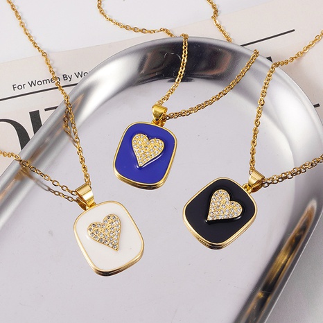 heart shape necklace enamel dripping oil pendant Korean version fashion simple personality design niche clavicle chain's discount tags