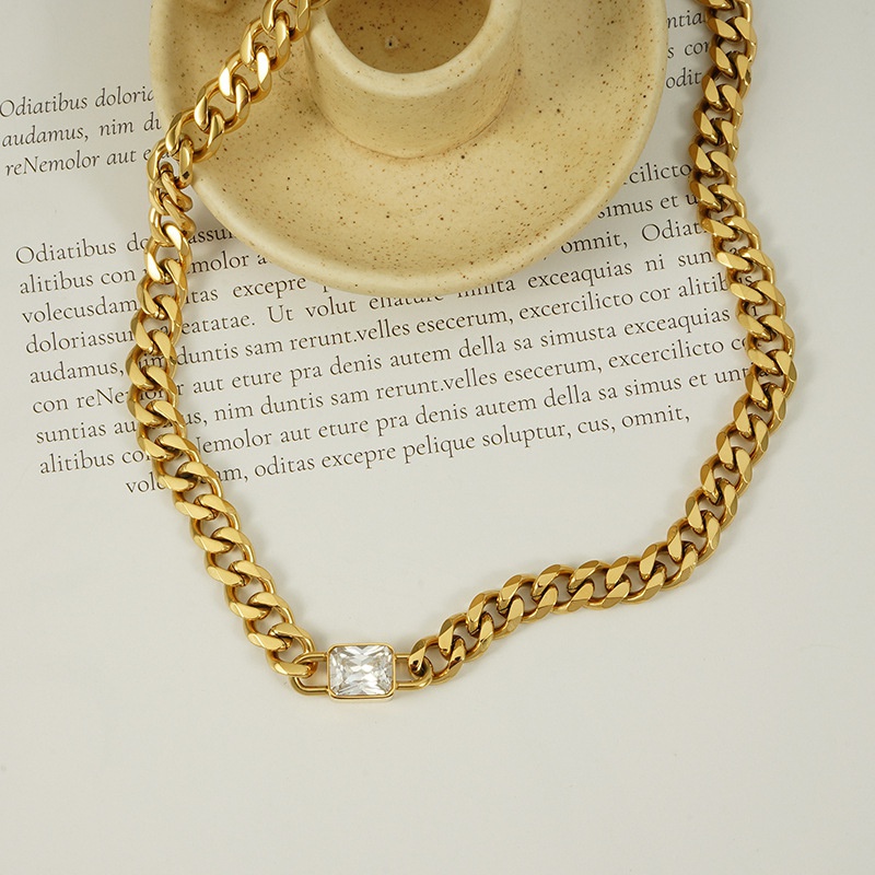 retro personality simple 18k gold fashion hiphop niche design thick necklace