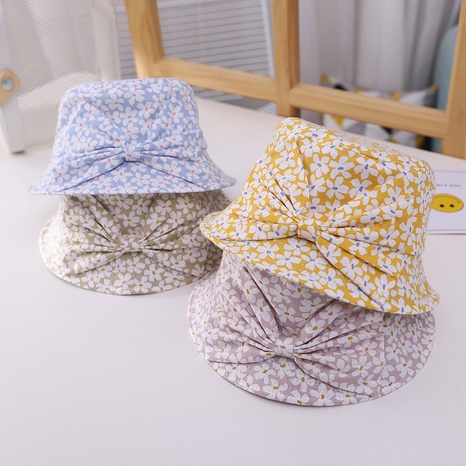 Korean version of big bow flower fisherman hat wide-brimmed flat-top basin hat's discount tags
