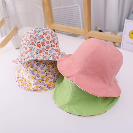double-sided flower fisherman hat children's wide-brimmed sun hat's discount tags