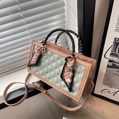 fashion rhombus embroidery thread handbag messenger small square bag