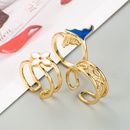 Korean Style personality doublelayer geometric fishtail flower oil drip ring copperplated 18K gold creative ringpicture6