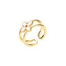 Korean Style personality doublelayer geometric fishtail flower oil drip ring copperplated 18K gold creative ringpicture10