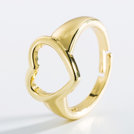simple fashion copper gold-plated zircon geometric heart shape ring personality index finger ring accessories's discount tags