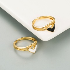 simple copper-plated 18K gold heart shape dripping oil couple adjustable ring accessories