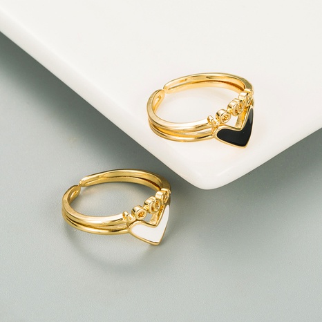 simple copper-plated 18K gold heart shape dripping oil couple adjustable ring accessories's discount tags