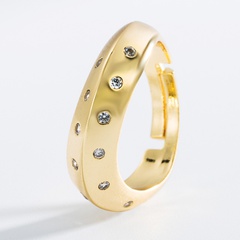 New fashion simple personality pure copper gold-plated geometric ring niche design opened ring