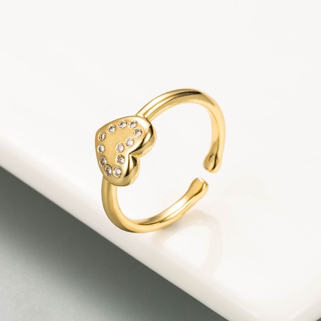 fashion trend simple geometric heart shape lightning copper gold-plated micro-set zircon ring  NHYIS625529's discount tags