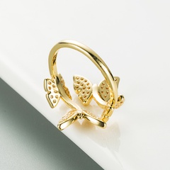 Fashion copper micro-encrusted zircon butterfly open ring simple index finger ring accessories