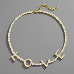 Lettre d'amour design créatif collier zircon chaîne cubaine hiphop personnalité bijoux en métal