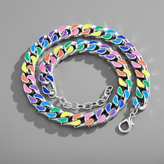 Hip Hop Metal Necklace Trend Rainbow Jewelry Adjustable Cuban Chain Alloy Jewelry