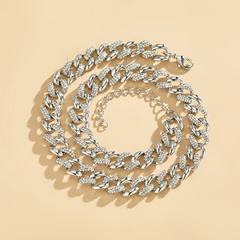 European and American metal Cuban chain alloy rhinestone chain fashion trend jewelry pink diamond jewelry