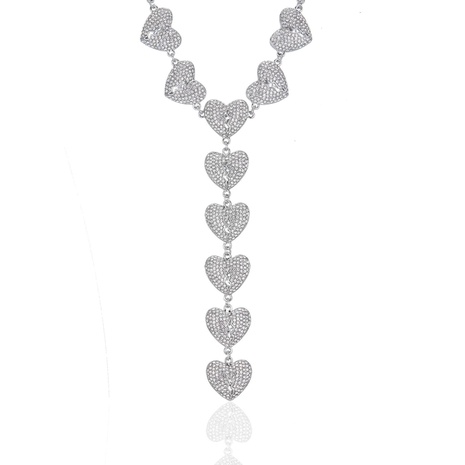 new alloy full diamond heart crack necklace Heart connection necklace NHXUD625560's discount tags