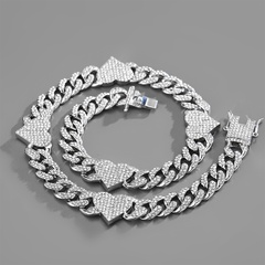 hip-hop personality Cuban chain temperament butterfly necklace adjustable bracelet accessories couple models